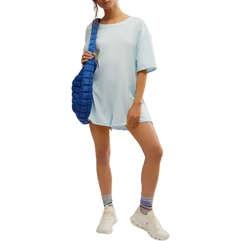 NWT FP Movement Hot Shot Tee Romper in Boardwalk Blue